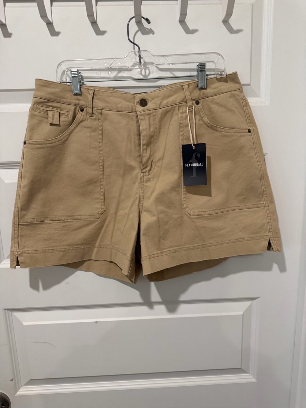 Flamingals Women's Khaki Utility Bermuda Shorts NWT